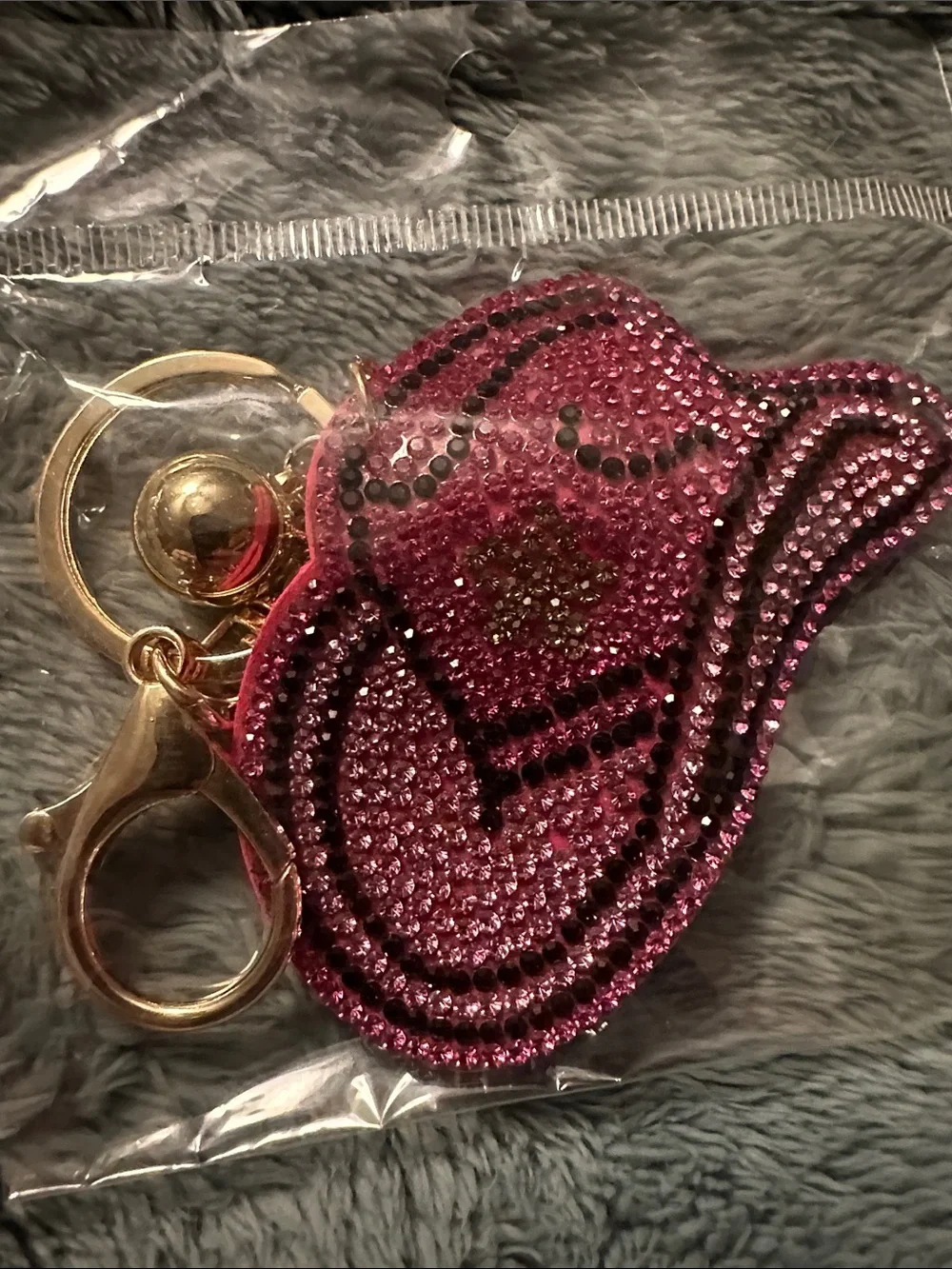 Rhinestone Pink Cowboy Hat Keychain - Fashionable Women’s Accessory